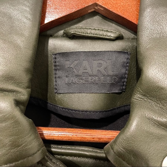 LIKE NEW. KARL LAGERFELD LEATHER BIKER JACKET - Picture 8 of 11